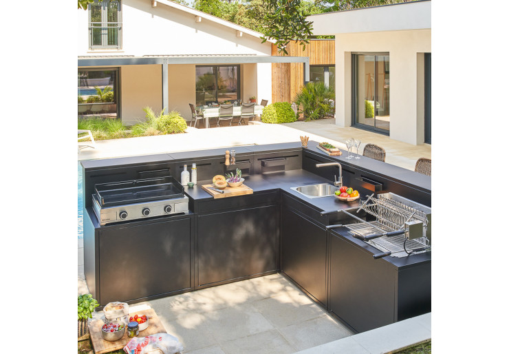 Support angle cuisine Forge Adour acier avec comptoir bar