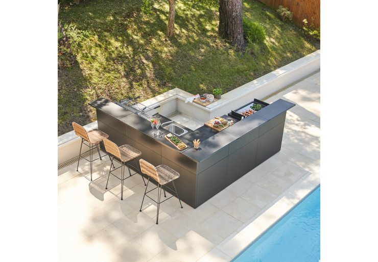 Support angle cuisine Forge Adour acier avec comptoir bar