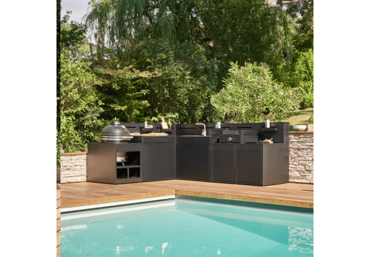 Support Kamado Comptoir Bar Acier Noir Forge Adour