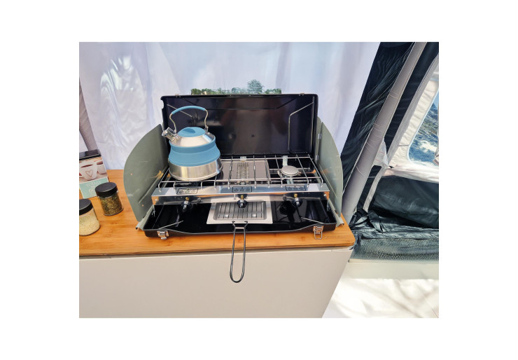 Réchaud à gaz 2 feux avec grill/toaster Incasa